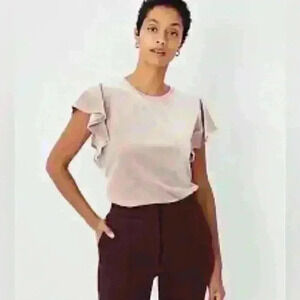 NWT Ann Taylor flutter sleeve crew neck pullover velvet top